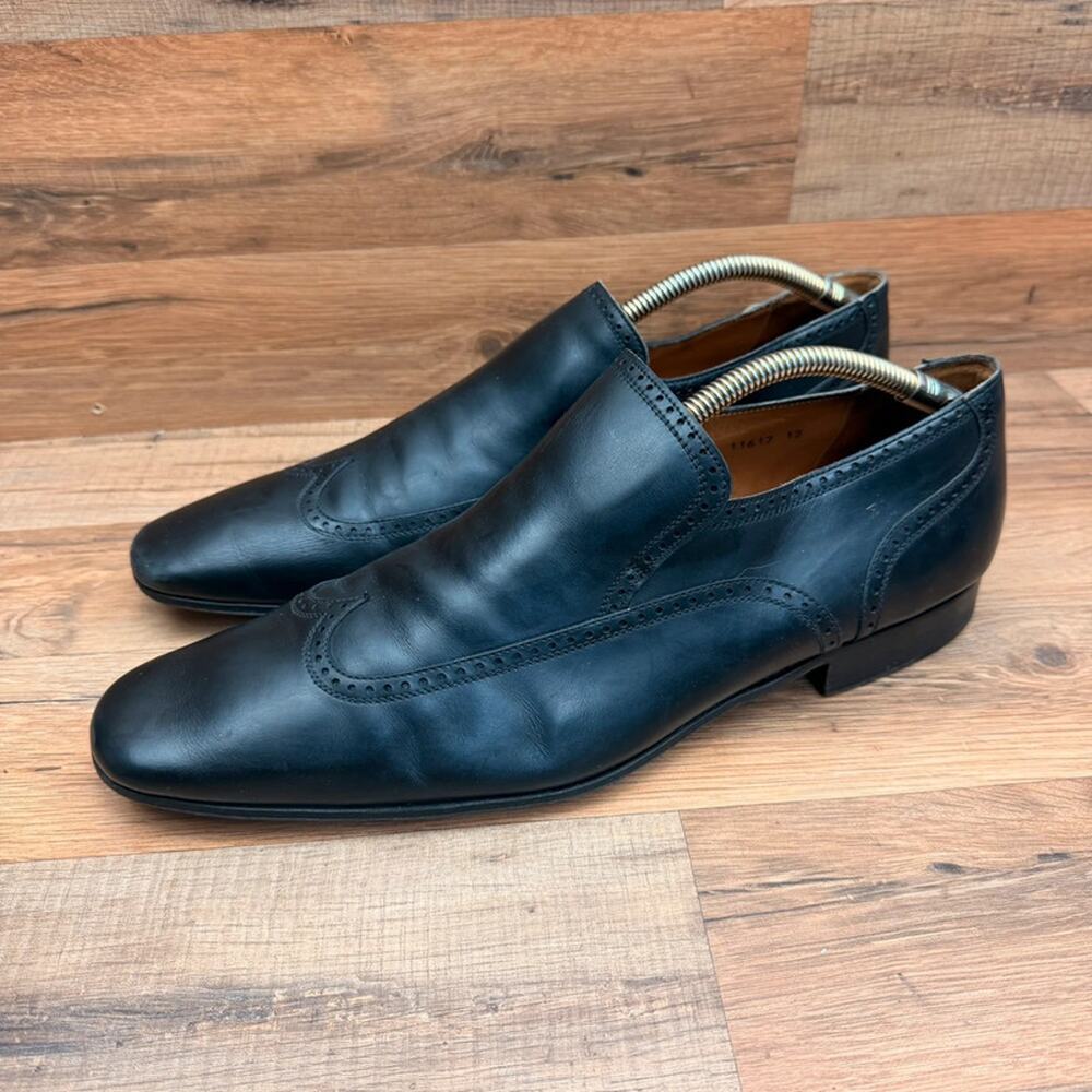 Magnanni Wingtip Oxford Mens size 12 Black  Leather Dress Shoes